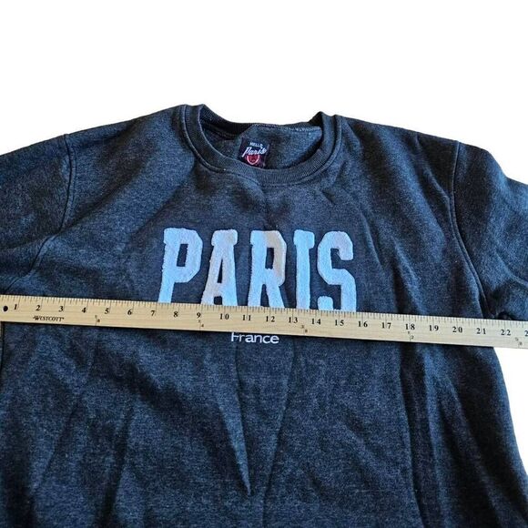 Hello paris Design in France Sz M gray paris sweatshirt womens - Picture 4 of 7